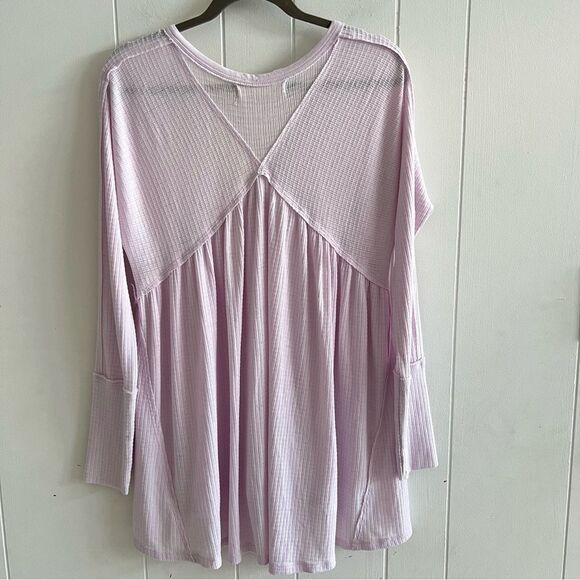 Free People We The Free Oversized Citrine Textured Thermal Long Sleeve Top - Picture 6 of 10